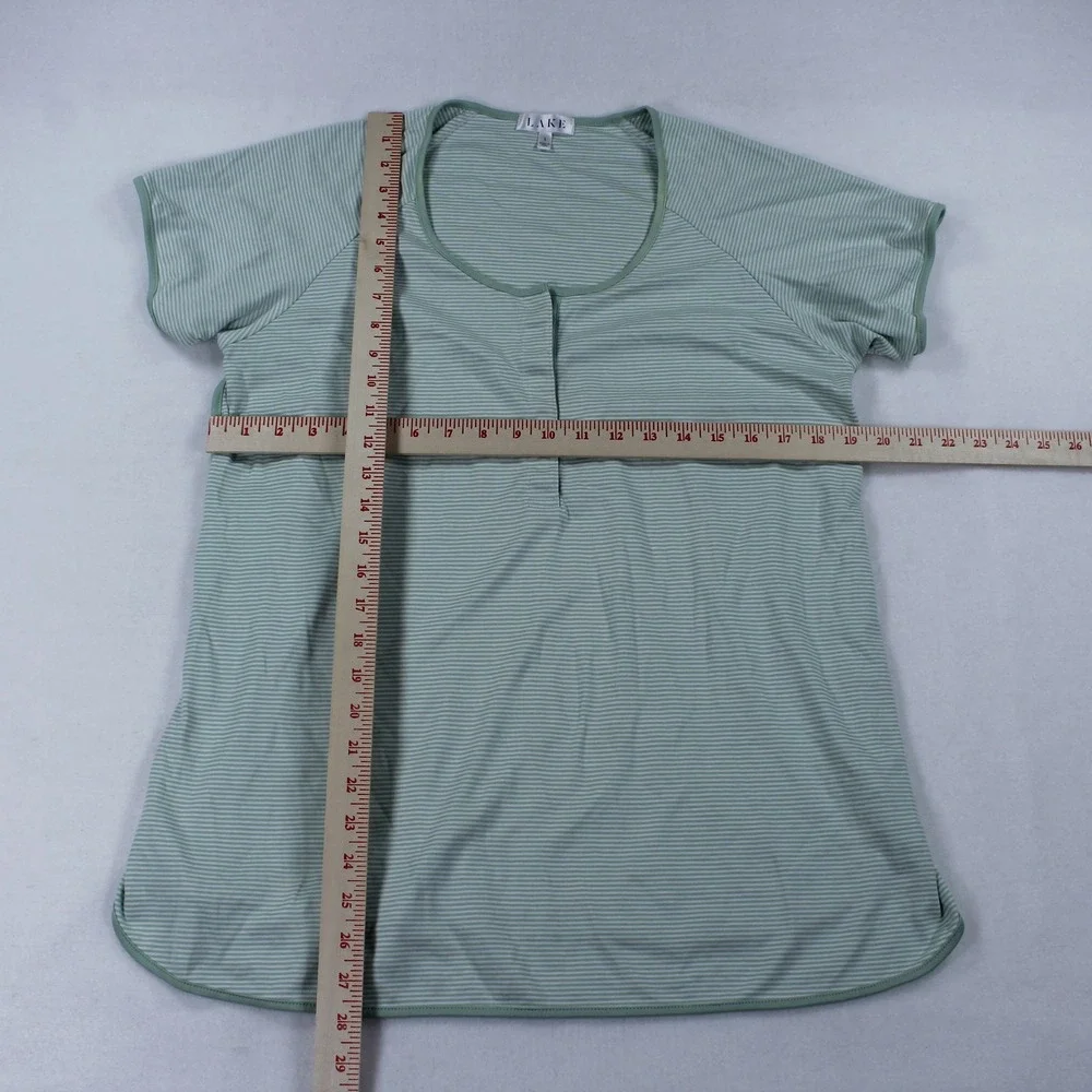 LAKE Pajamas Pima Cotton Striped Lounge Set Green White Women's Size Large